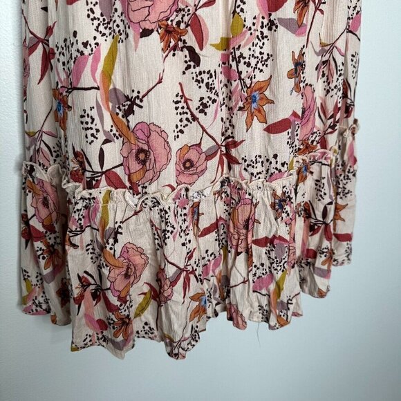 Altar'd State Floral Cutout Tie Tiered Mini Dress Size S Blush Babydoll - Picture 5 of 12